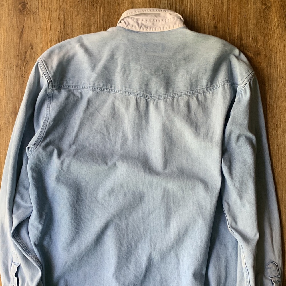 Vintage Roper Chambray Two-Tone Light Blue and White Button-Up Shirt - Picture 6 of 6